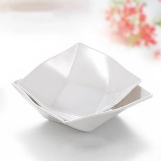 Đĩa Nhựa Vuông Melamine Trắng Tinh Khiết Đựng Đồ Ăn An Toàn Tinh Tế