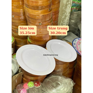 [ combo 3 cái] Dĩa hột xoài nhựa melamine trắng, dĩa oval