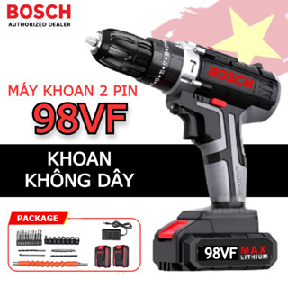 [Chính hãng] Máy Khoan Pin BOSCH Không chổi than - Có búa - Khoan 3 chức năng 13mm - Khoan Pin Bosch 98VF Tặng kèm bộ