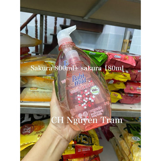 Sữa tắm gội trẻ em Babi Mild White Sakura chai 800ml