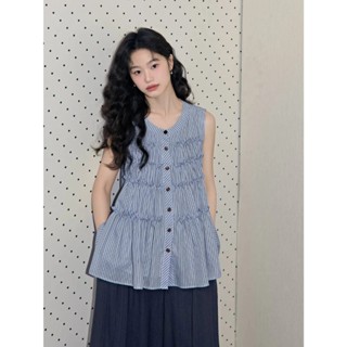 Áo cộc tay họa tiết kẻ sọc hàng xuất Kuose