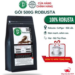 Gói 500g cà phê Robusta D đậm vị cafein cao nguyên chất rang mộc bán chạy top phù hợp pha phin pha máy - cà phê Đức Anh