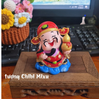 Tượng chibi Thần Tài cầm hồ lô 9cm phong thủy may mắn