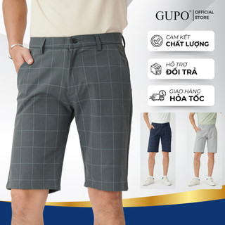 Quần Short Âu Nam Caro Co Giãn 2 Chiều GUPO Local Brand, Quần Tây Nam Ngắn Dáng Ôm Basic Thời Trang