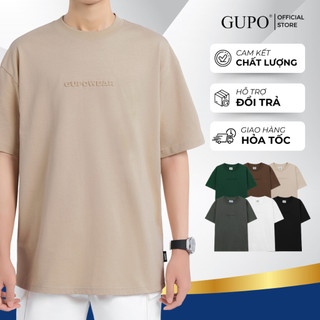Áo Thun Oversize Unisex GUPOWEAR Local Brand Logo In Dập Nổi Tay Ngắn Cổ Tròn Cotton 280 GSM