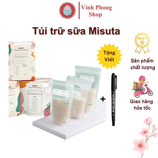 Túi trữ sữa misuta hộp 30 túi có vòi rót, túi đựng sữa trữ đông nhiều dung tích, túi zip trữ sữa