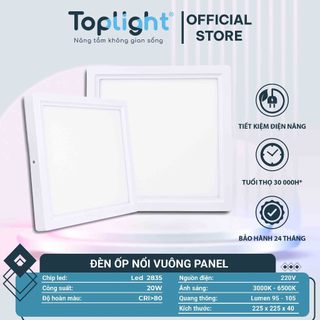 ĐÈN ỐP NỔI VUÔNG PANEL 20W CHÍNH HÃNG TOPLIGHT