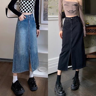 Chân váy jean dáng dài đen bigsize