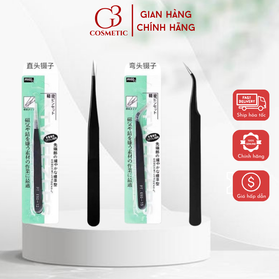Nhíp gắp charm, đá, phụ kiện nail, mi, sticker kim loại tiện lợi chống tĩnh điện không gỉ G3COSMETIC