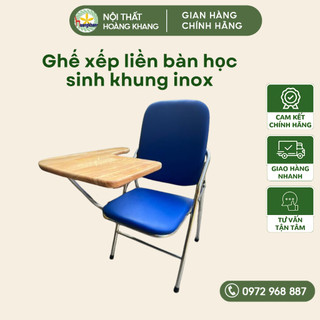 Ghế xếp liền bàn,ghế học sinh khung inox, ghế xếp liền bàn cho sinh viên, lớp học giá rẻ