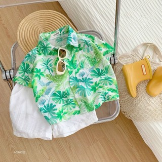 Bộ quần áo bé trai đi biển họa tiết cây dừa