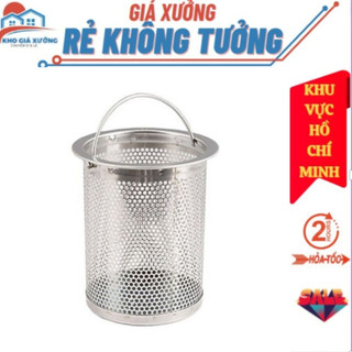 Lồng Trụ Lọc Rác Bồn Rửa Chén Inox Không Gỉ, Bộ Lọc Rác Lòng Sâu Có Quai, Giỏ Lọc Rác Bồn Rửa Chén