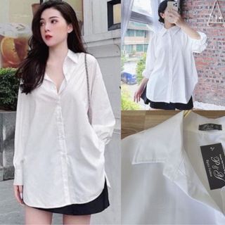 Áo sơ mi tay dài bigsize nữ kiểu màu trắng dáng đuôi tôm siêu xinh hot trend cho các nàng mũm mĩm 58-100kg SMDT