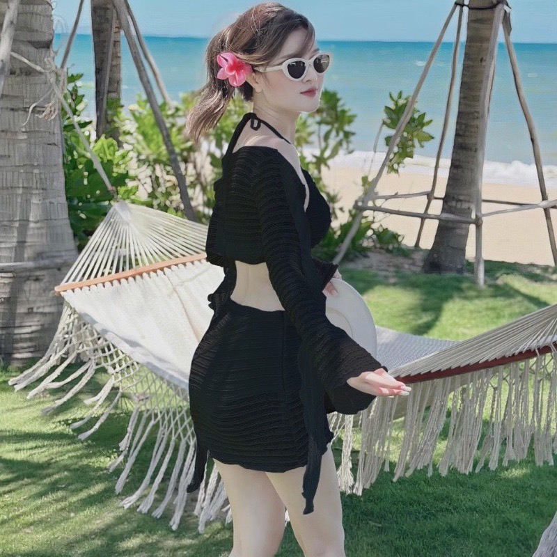 Size [M,L,XL] Bikini đồ bơi đi biển set 4 món gợn sóng 3D dễ thương 922 | BigBuy360 - bigbuy360.vn