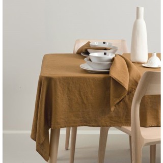 (MỘC THÔ) Khăn trải bàn LINEN thô màu trắng-be-vàng...trải bàn tiệc, Khăn vải linen vintage