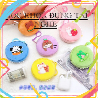 Ví tròn,móc khoá đựng tai nghe khoá kéo dễ thương