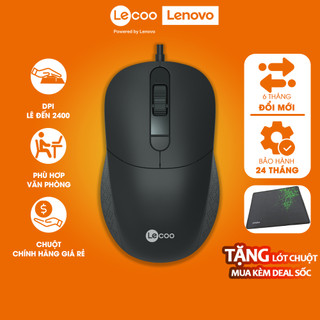 Chuột máy tính Laptop có dây Lecoo MS102 DPI lên đến 2400 chơi game văn phòng keycap ABS Chính hãng