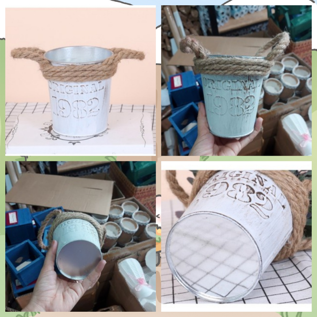 CHẬU IN CHỮ SỐ 1982 - CHẬU SẮT - DECOR CỰC ĐẸP KN542