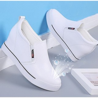Giày Slip on độn 7p da bò cao cấp siêu mềm 2 màu trắng ,đen