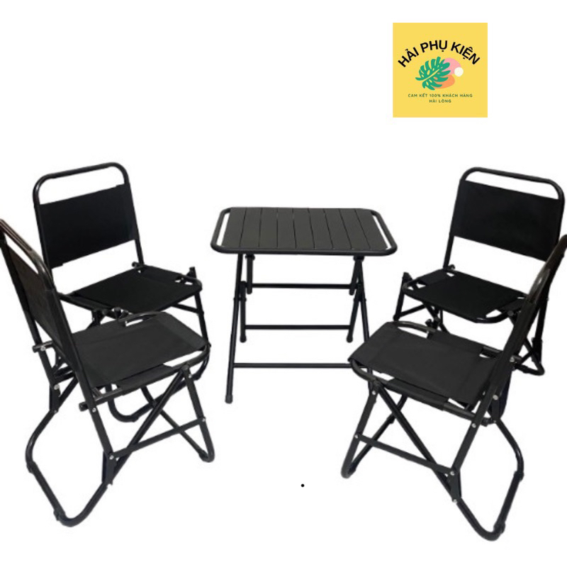 Bộ bàn ghế trà chanh, Bàn ghế vải dù sơn tĩnh điện cho quán Cafe gấp gọn  ( Bảo Hành 30 tháng )