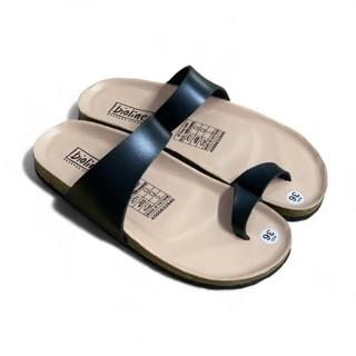 Dép đế trấu birken xỏ ngón nam nữ, quai ngang, da pu cao cấp, dép xăng đan công sở bioline - puk27