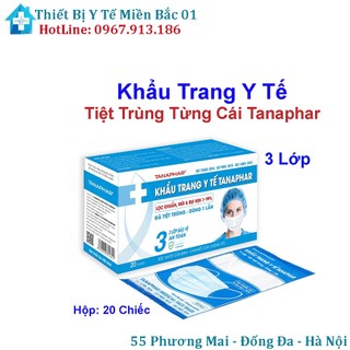 Khẩu Trang Y Tế 3 Lớp Tiệt Trùng Tanaphar Hộp 20 Chiếc