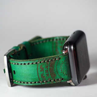 Dây Đồng Hồ Handmade AW , Iwatch , Iphone Watch Da Bò Italia Vegtan Màu Xanh Lá Trống Đồng Việt Nam RAM Leather Siêu bền