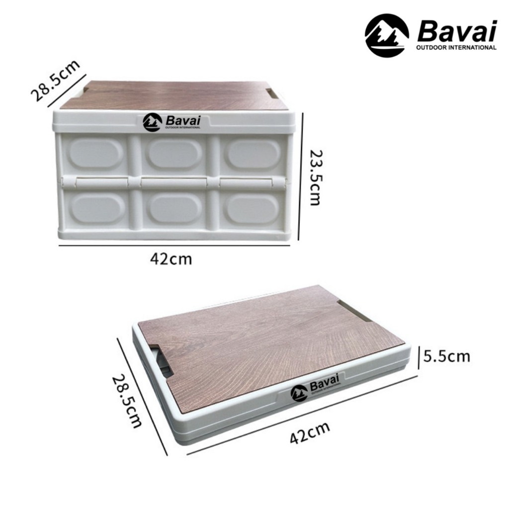 Bàn camping gấp gọn , bàn dã ngoại gấp gọn BAVAI kết hợp hộp đựng đồ đa năng bằng nhựa, nắp gỗ MDF | BigBuy360 - bigbuy360.vn