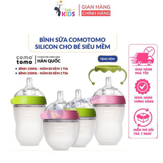 Bình sữa comotomo Mỹ 150ml và 250ml tặng kèm tay cầm cánh tiên