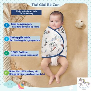 Khăn ủ Quấn tay chống giật mình cho bé sơ sinh, 100% cotton mềm mại, vải cao cấp thoáng mát (có ảnh)
