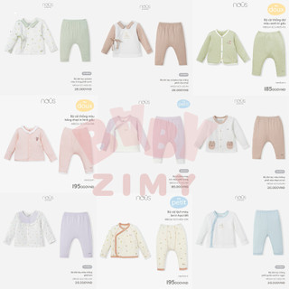 Bộ quần áo Nous dài tay newborn cúc giữa ,cài lệch cài chéo cho bé,Zimybaby