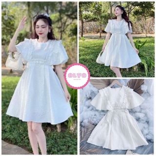 Váy xốp cổ vuông dáng xòe,bánh bèo dễ thương
