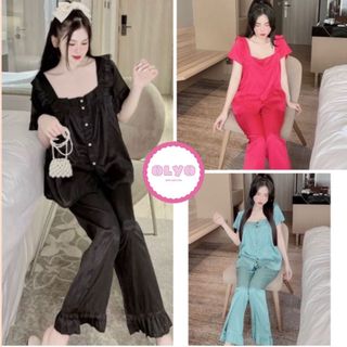 Bộ ngủ - đồ ngủ pijama tiểu thư,tay cộc dễ thương.