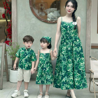 Set Đồ Đôi Gia Đình CELINA Đồ Đôi Mẹ Và Bé Cotton Hàn Hoạ Tiết Hoa Màu Xanh Xinh Xắn