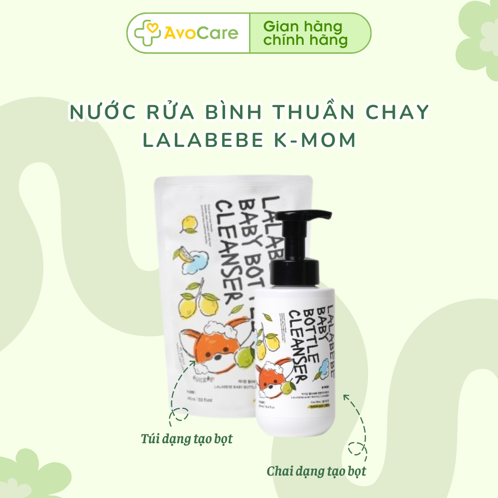 Nước rửa bình Lalabebe LalaPopo K-Mom tạo bọt thuần chay Hàn Quốc
