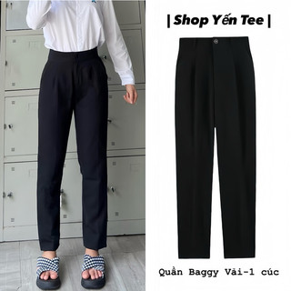 Quần baggy vải 1 cúc cạp cao Yến Tee , quần đi học chất đẹp