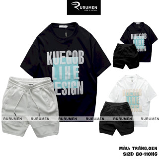  Set Đồ Bộ Nam Thun Cotton Áo Cổ Tròn Oversize In Chữ DESIGN Quần Sort Ngắn Boy Phố RURUMEN 