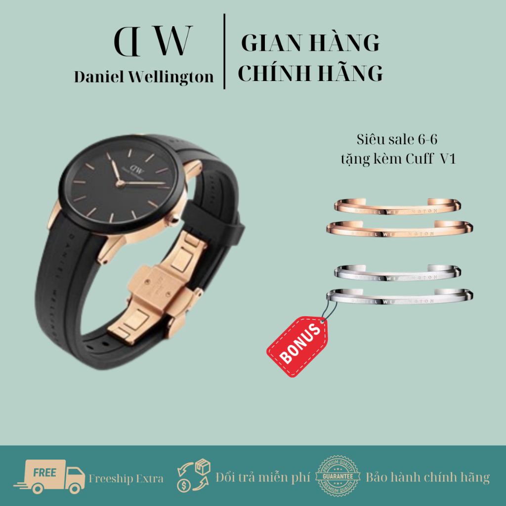 Đồng Hồ Đồng Hồ Iconic Motion Mặt Đen Viền Khóa Vàng Size 32mm – 40mm [Chính Hãng] Daniel Wellington - Trùm Sỉ Sài Gòn
