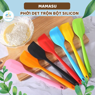 Phới dẹt trộn bột và chổi quét dầu silicon đúc nguyên khối đa năng, phới quấy cháo, thìa silicon quấy bột cho bé