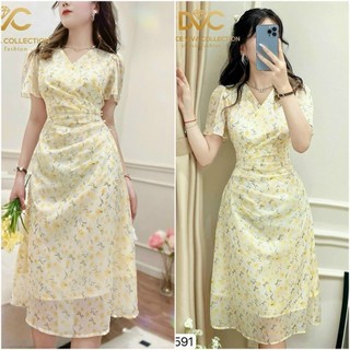Đầm voan xếp ly đính cườm eo, váy voan nữ đi tiệc, đi dạo freesize Như ý