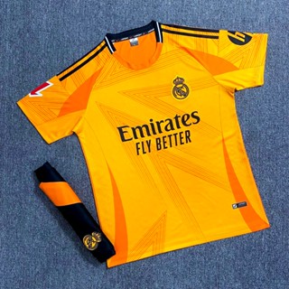 Bộ Quần Áo Bóng Đá CLB Real Madrid Sân Khách Màu Cam Logo Thêu Thun Lạnh Cao Cấp Đủ Mẫu Mới Nhất A9