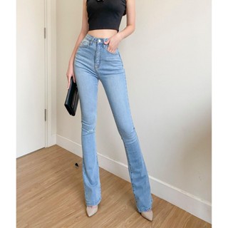 Quần Jeans Loe Màu Xanh Nhạt Bigsize Lưng Cao Co Dãn Mạnh Dành Cho Chubby 4317 Moli Jean