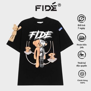 Áo thun FIDE TEDDY phông unisex form rộng local brand nam nữ cổ tròn oversize Đínhgấu AT65(TẶNG GẤU)