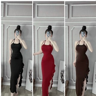 Đầm yếm dài xẻ tà 010624