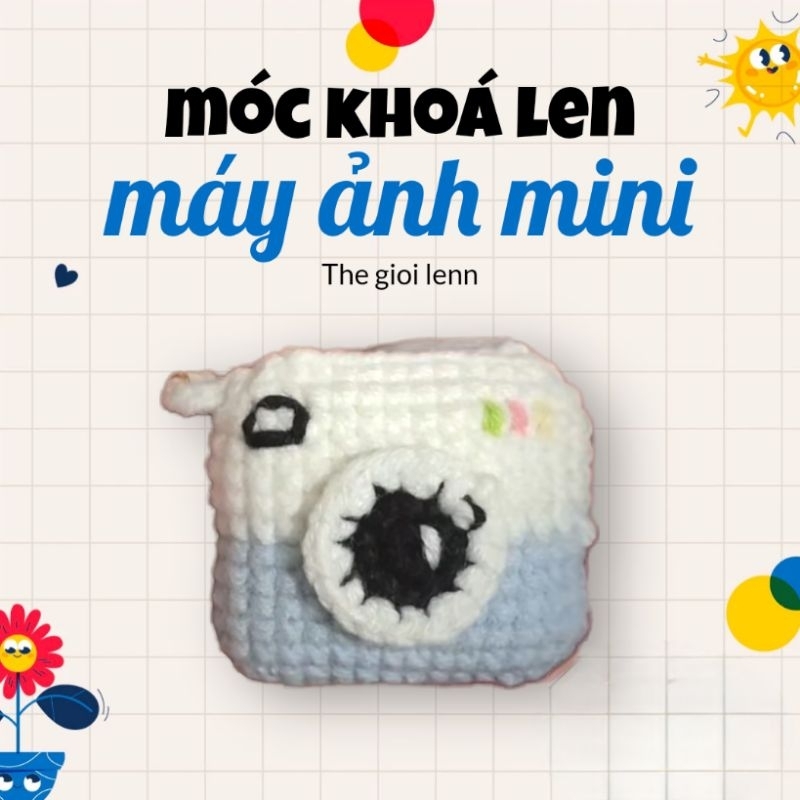 máy ảnh mini bằng len - móc khoá cực cute