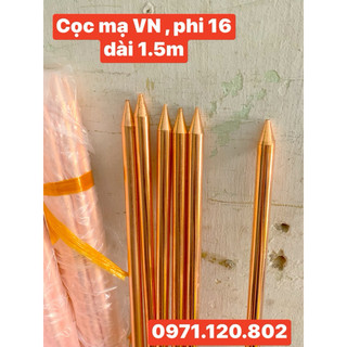 Cọc tiếp địa sắt mạ đồng D16mm/L 1,5m ( Hàng Việt Nam)