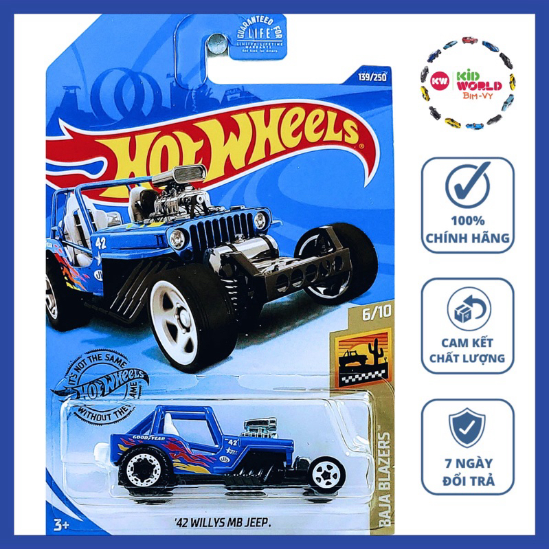 Xe mô hình Hot Wheels basic '42 Willys MB Jeep GHB87.