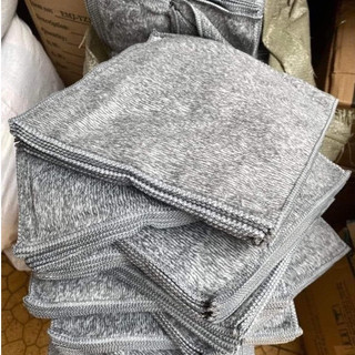 Khăn lau vuông 25x25cm màu xám,may viền khăn lau đa năng nhà bếp vuông