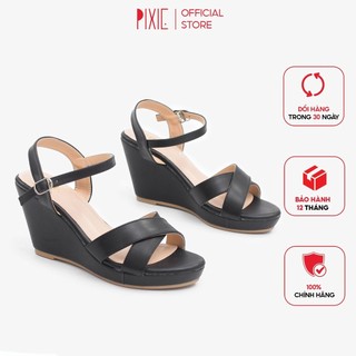  Giày Sandal Đế Xuồng Quai Chéo 7cm Hutie P207 Bảo Hành 1 Năm