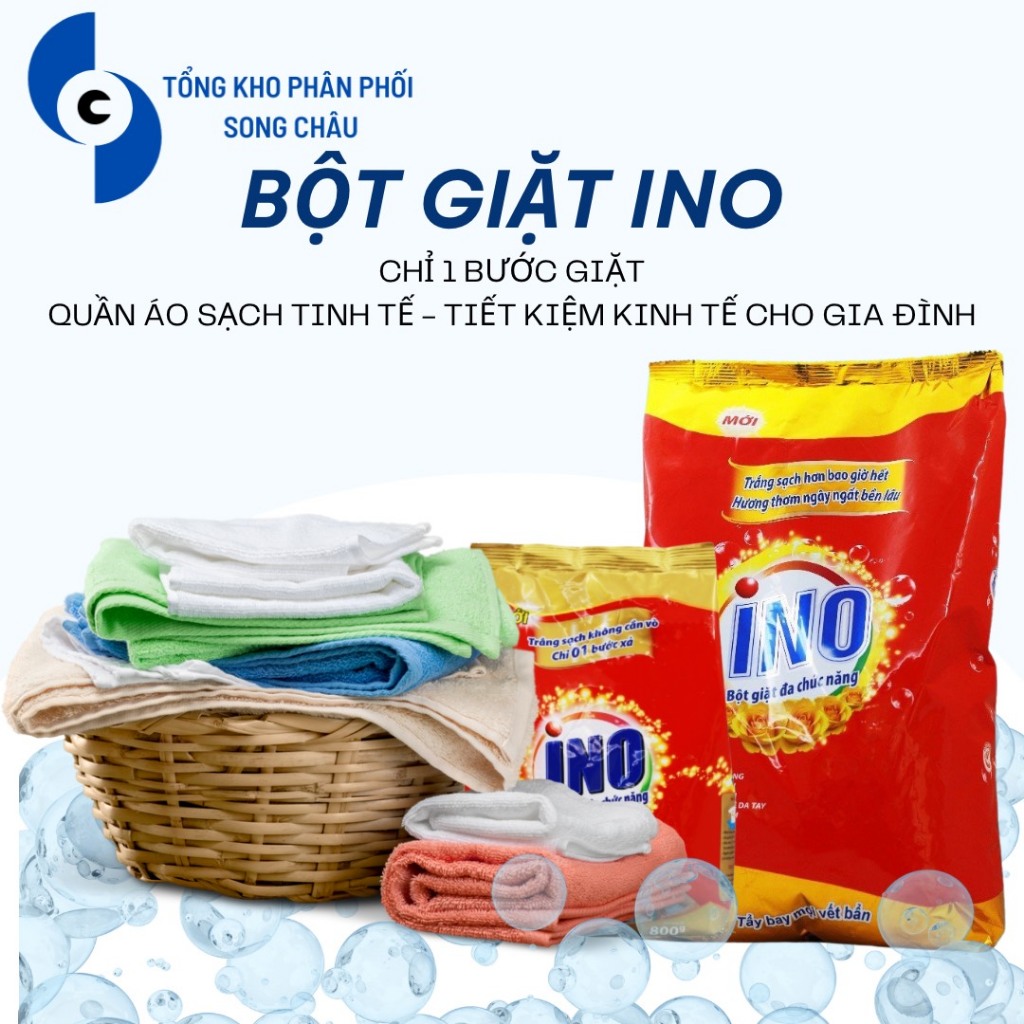 Bột giặt INO công nghệ 5S: siêu sạch, siêu thơm, siêu bảo vệ da tay, siêu tiết kiệm trắng sáng 3kg (